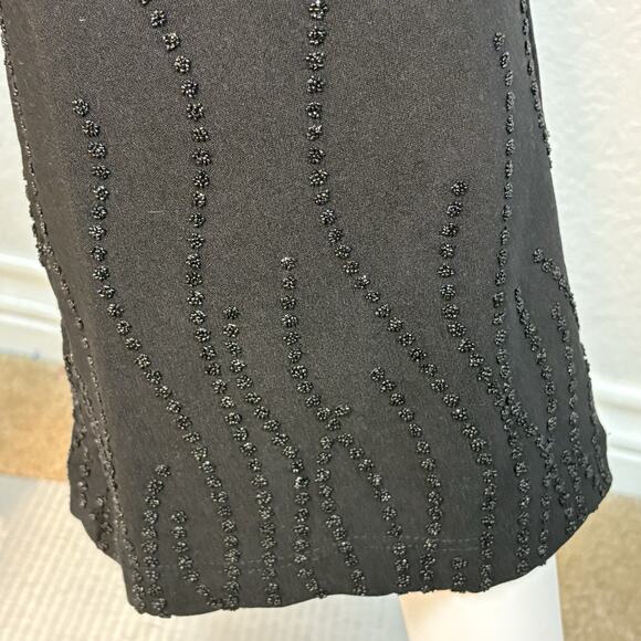 90s Y2K VTG Size XS Whimsigoth Pants Flare Low Rise Black Back Zip Beaded - Picture 6 of 9